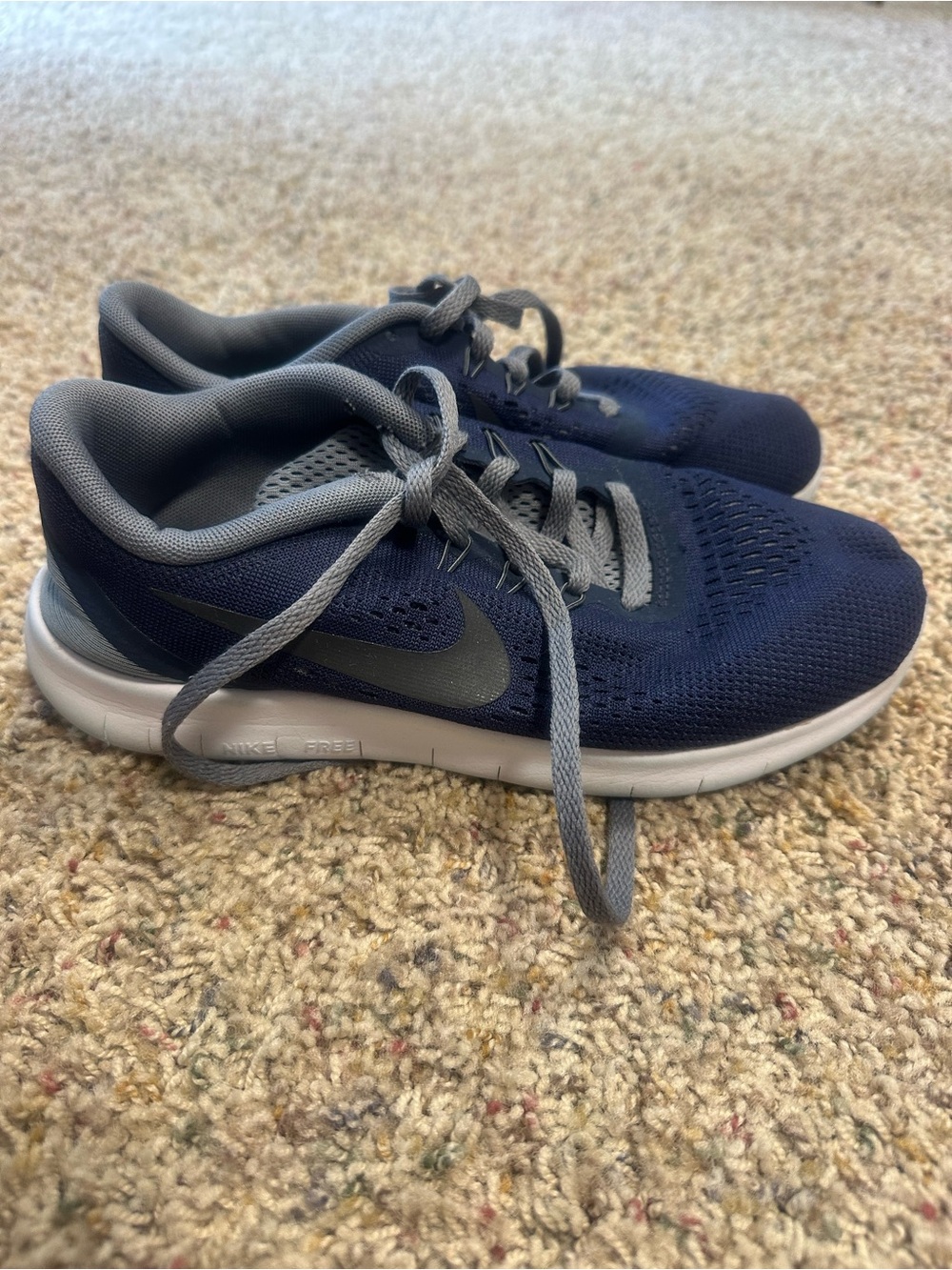 Nike Kid’s Navy Athletic Running Shoes with Gray Accents